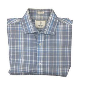 Todd Snyder New York Mens 16 32 33 Gray Plaid Button Up Dress‎ Shirt